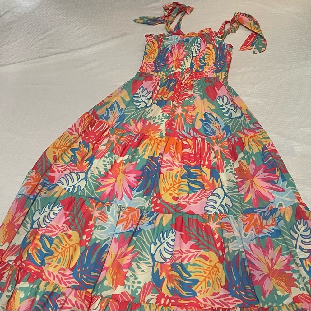 Flying Tomato Coconut Grove Multicolor Tropical Maxi Dress